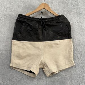 One Teaspoon Genuine Leather Shorts Men XS Black Beige Colorblock